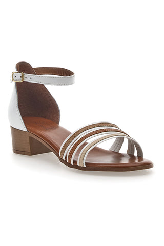 Sandali iz prave usnje, beli-rjavi Pittarello Look 243130