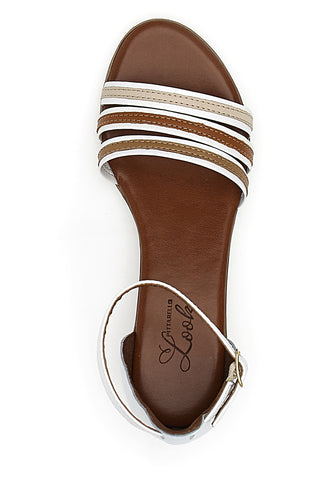 Sandali iz prave usnje, beli-rjavi Pittarello Look 243130