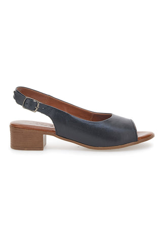 Črne sandale iz pravega usnja s 4 cm visokim petom Pittarello Look 243065