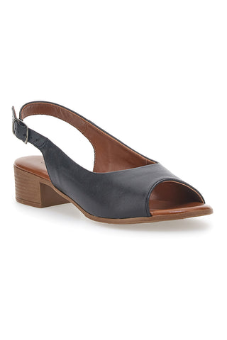 Črne sandale iz pravega usnja s 4 cm visokim petom Pittarello Look 243065