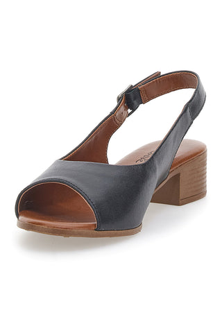 Črne sandale iz pravega usnja s 4 cm visokim petom Pittarello Look 243065
