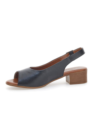 Črne sandale iz pravega usnja s 4 cm visokim petom Pittarello Look 243065