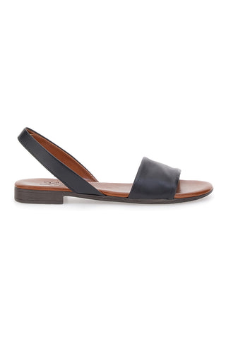 Črni usnjeni sandali Flat Pittarello Look 225140