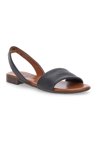 Črni usnjeni sandali Flat Pittarello Look 225140