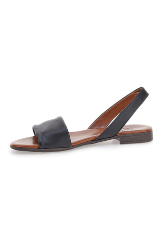 Črni usnjeni sandali Flat Pittarello Look 225140