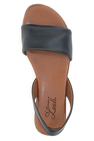 Črni usnjeni sandali Flat Pittarello Look 225140