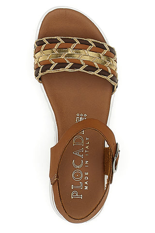 Sandali Cognac con Cinturino Prodotto Italiano Plocadi 021