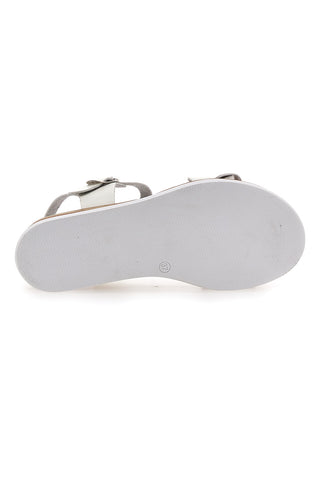 Bele in platinasto-srebrne sandale s platformo 4,5 cm Plocadi 3007