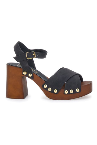 Črni sandali s peto 9 cm Pittarello 8507