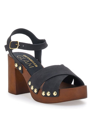 Črni sandali s peto 9 cm Pittarello 8507