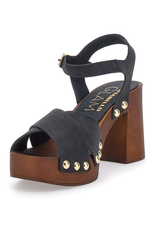 Črni sandali s peto 9 cm Pittarello 8507