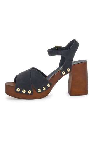 Črni sandali s peto 9 cm Pittarello 8507