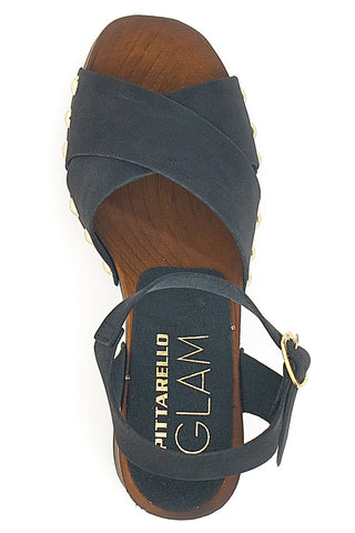Črni sandali s peto 9 cm Pittarello 8507
