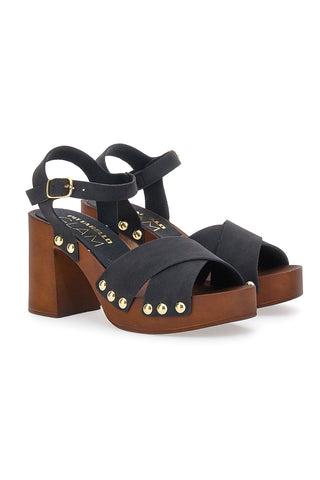 Črni sandali s peto 9 cm Pittarello 8507
