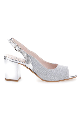 Srebrni sandali s peto in zaponko Pittarello Glam 916
