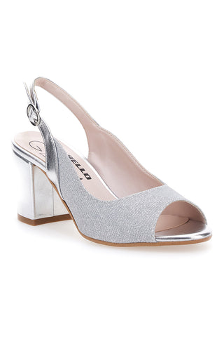 Srebrni sandali s peto in zaponko Pittarello Glam 916