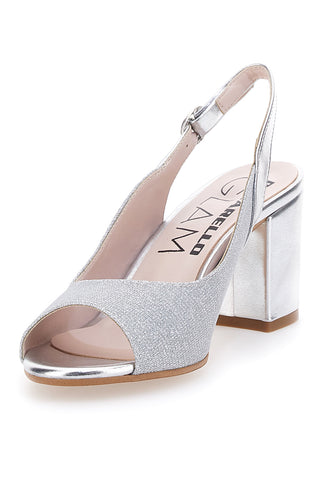 Srebrni sandali s peto in zaponko Pittarello Glam 916