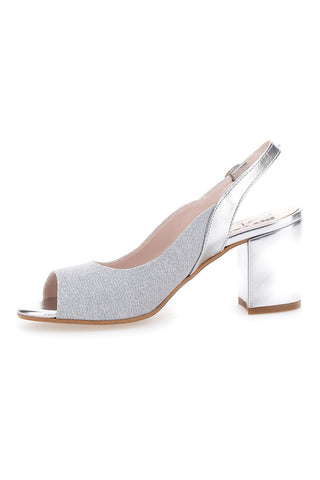 Srebrni sandali s peto in zaponko Pittarello Glam 916