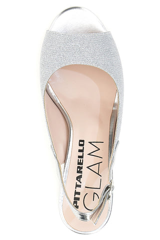 Srebrni sandali s peto in zaponko Pittarello Glam 916