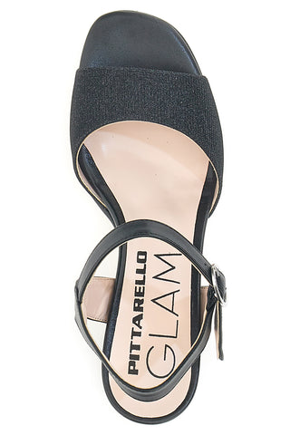Črni sandali z bleščicami in zapestnico okoli gležnja Pittarello Glam 4214