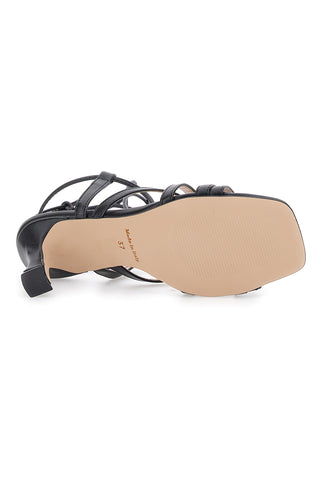 Črne sandale z vezalkami in 9 cm visokim petom Pittarello Glam 3615