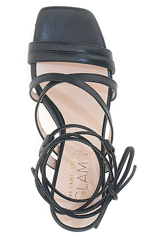 Črne sandale z vezalkami in 9 cm visokim petom Pittarello Glam 3615