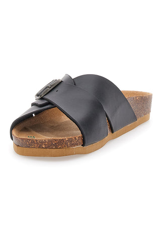 Črne copate z naravnim podplatom Naturform Made in Italy Bio Up 26414
