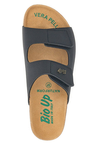 Črne copate Made in Italy z notranjim podplatom iz prave usnje Bio Up 26411