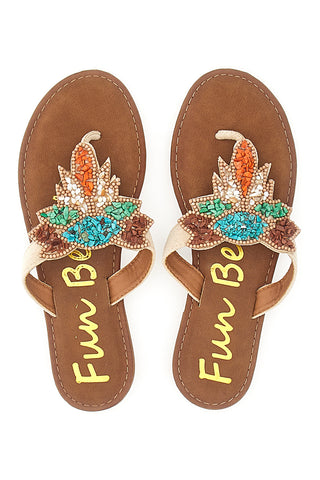 Rjave japonke z biseri Fun Beach 468