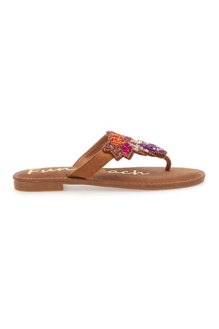 Rjave japonke z biseri Fun Beach 468