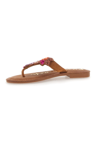 Rjave japonke z biseri Fun Beach 468