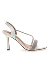 Bele sandale s kristali First Lady 408