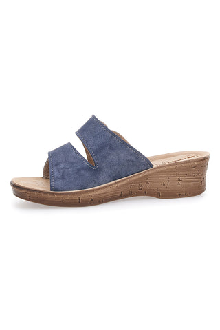 Modre natikače z visoko peto in velcro zaponko InBlu 2675