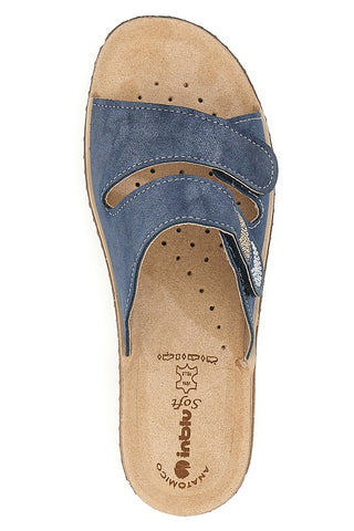 Modre natikače z visoko peto in velcro zaponko InBlu 2675