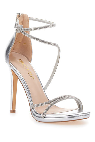 Srebrni sandali s peto 12 cm First Lady 411