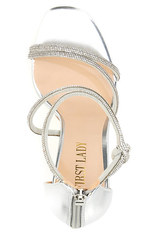 Srebrni sandali s peto 12 cm First Lady 411