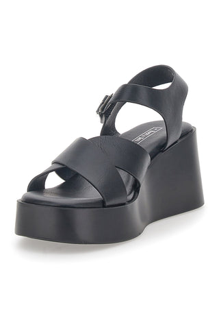 Črni sandali z visoko peto in pasom Rock'n Doll 3902712