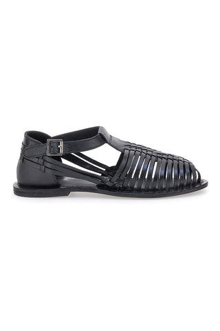Črni sandali Fisherman s ploščato podplatom Pittarello Look 5022