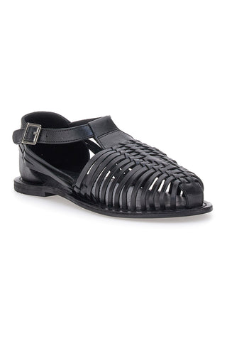Črni sandali Fisherman s ploščato podplatom Pittarello Look 5022