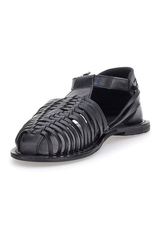 Črni sandali Fisherman s ploščato podplatom Pittarello Look 5022