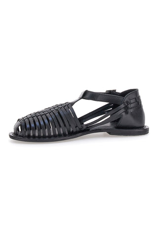 Črni sandali Fisherman s ploščato podplatom Pittarello Look 5022