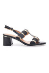 Črne sandale Sling-Back s peto The First 22162