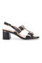 Črne sandale Sling-Back s peto The First 22162