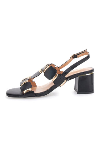 Črne sandale Sling-Back s peto The First 22162