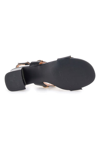 Črne sandale Sling-Back s peto The First 22162