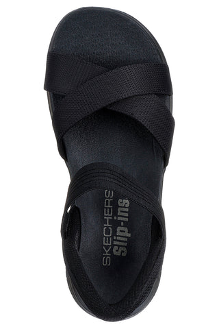 Črne veganske sandale Slingback Skechers Ultra Flex 3.0 - Never Better