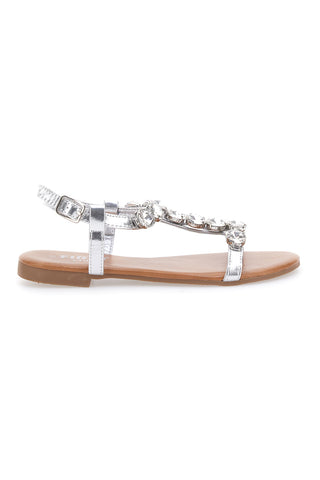 Srebrni sandali z maxi okraski The First Chic PREA483