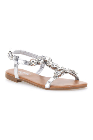 Srebrni sandali z maxi okraski The First Chic PREA483