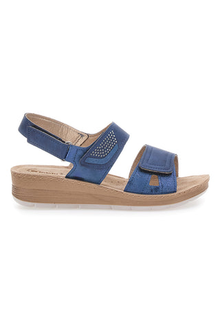 Modri sandali z velcro trakom in usnjeno podlogo INBLU 61 FC