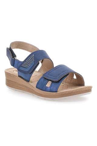 Modri sandali z velcro trakom in usnjeno podlogo INBLU 61 FC